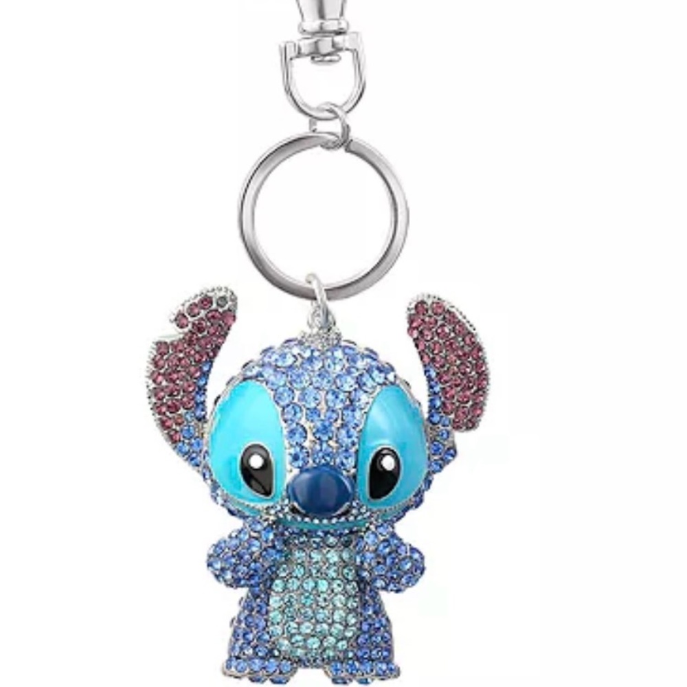 Stitch Blue and Red Crystal Keychain
